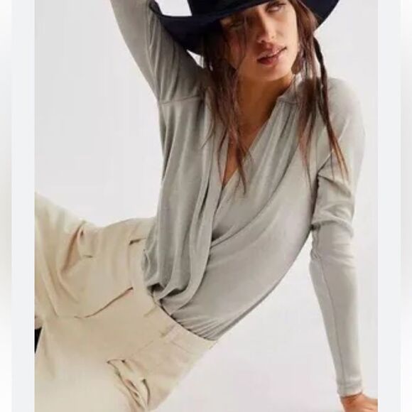Free People Intimately Free TURNT Crossover Wrap Thong Bodysuit in Oxide NEW - Picture 1 of 16